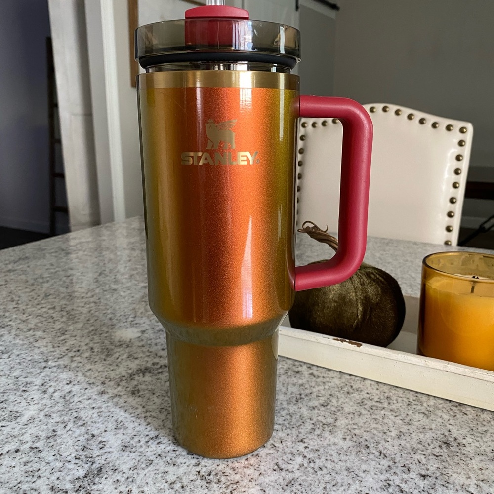 Stanley Metallic Orange Tumbler with Red Handle